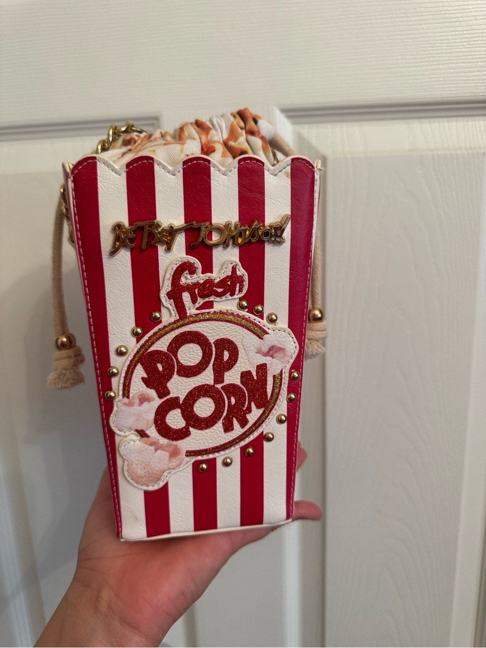 Betsey Johnson Red & White Popcorn Crossbody Bag